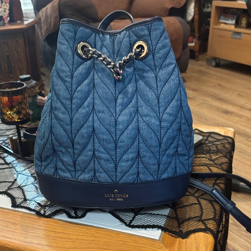 Kate Spade Blue Quilted Backpack